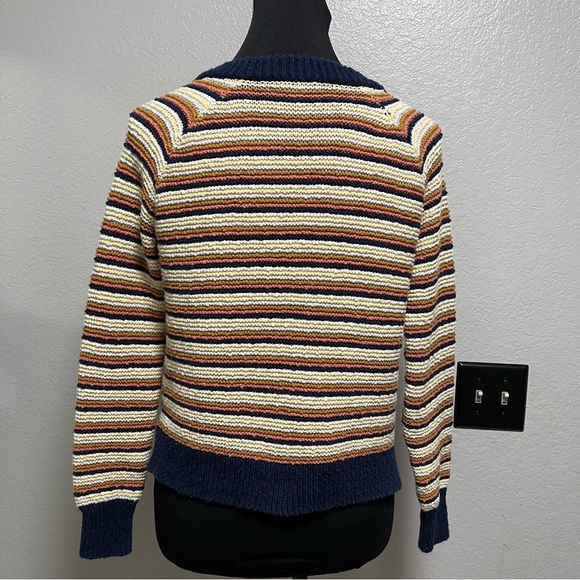 Madewell Arden V-Neck Crop Pullover Sweater Women's Size XXS Multi Stripe AC786 - Picture 7 of 8